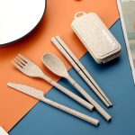 ست 4 تکه پلاستیکی سفری قاشق،چنگال،چاقو و چاپستیک