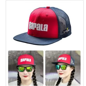 کلاه ماهیگیری راپالا قرمز-سرمه ای (RAPALA Embroidered Fishing Hat Flat Brim)