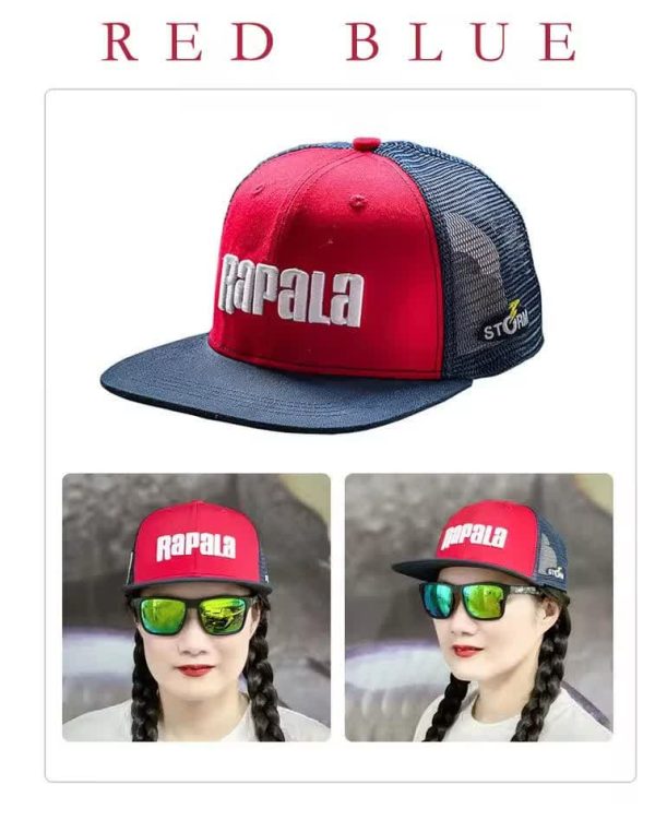 کلاه ماهیگیری راپالا قرمز-سرمه ای (RAPALA Embroidered Fishing Hat Flat Brim)