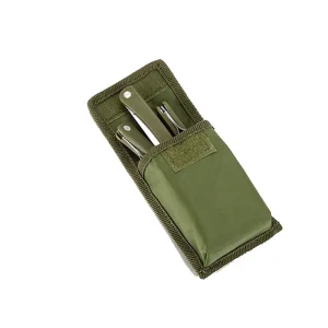 ست 3تکه فلزی سفری قاشق چنگال چاقو با کیف برزنتی