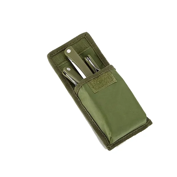 ست 3تکه فلزی سفری قاشق چنگال چاقو با کیف برزنتی