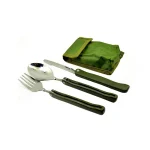 ست 3تکه فلزی سفری قاشق چنگال چاقو با کیف برزنتی