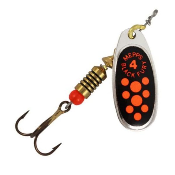 لانسه مپس بلک‌فیوری نقره‌ای خال نارنجی سایز 4 Mepps Black Fury