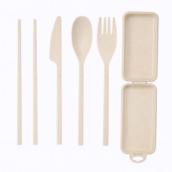 ست 4 تکه پلاستیکی سفری (قاشق، چنگال، چاقو و چاپستیک)