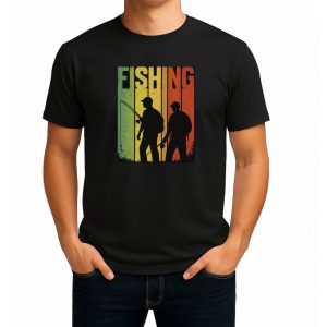 تیشرت نخی مشکی طرح Fishing