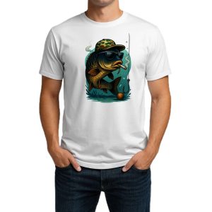 تیشرت نخی سفید و مشکی طرح Gang Carp