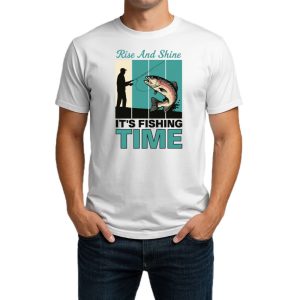 تیشرت نخی سفید طرح Fishing Time