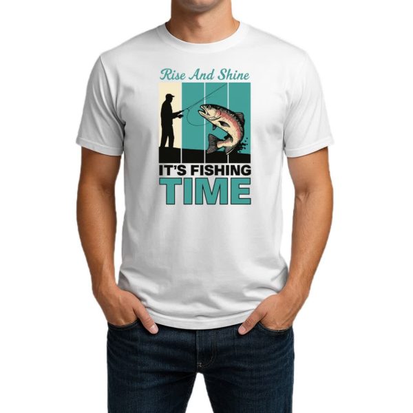 تیشرت نخی سفید طرح Fishing Time