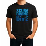 تیشرت نخی سفید و مشکی غواصی طرح SCUBA DIVING