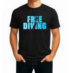 تیشرت نخی مشکی طرح FREE DIVE