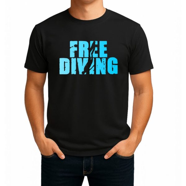 تیشرت نخی مشکی طرح FREE DIVE