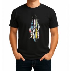 تیشرت نخی سفید و مشکی طرح Hanging Lures