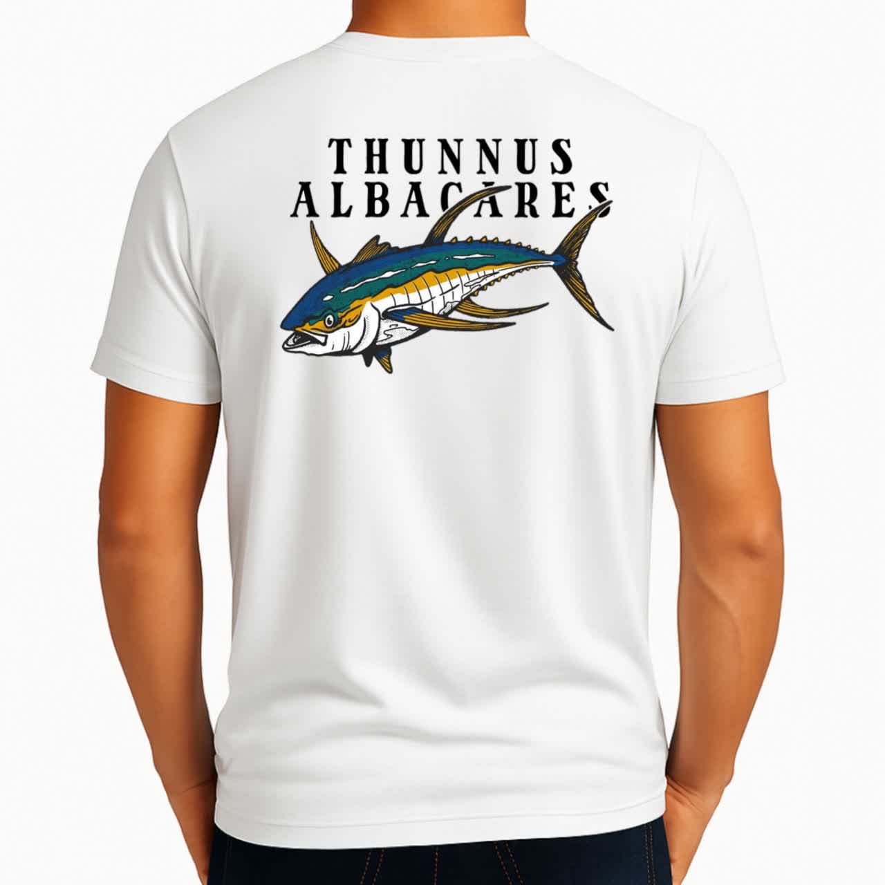 تیشرت نخی سفید و مشکی طرح Thunnus albacares