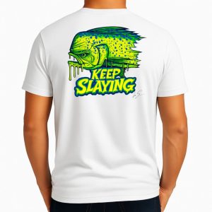 تیشرت نخی سفید و مشکی (چاپ سینه و کمر) طرح KEEP SLAYING