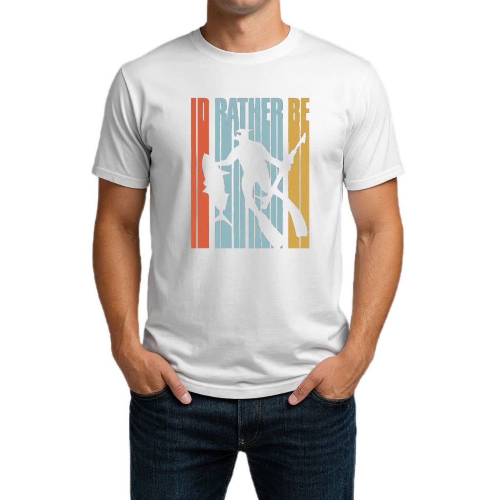 تیشرت نخی سفید و مشکی غواصی طرح ID Rather Be