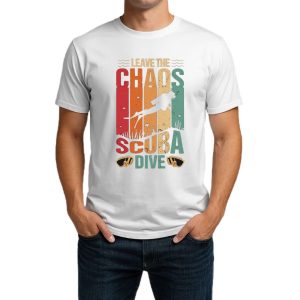 تیشرت نخی سفید و مشکی غواصی طرح Leave The Chaos