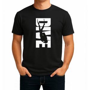 تیشرت نخی سفید و مشکی غواصی طرح DIVE