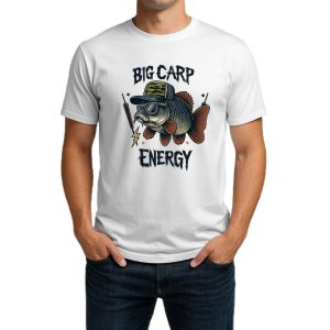 تیشرت نخی سفید طرح Big Carp Energy