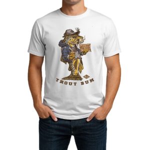 تیشرت نخی سفید و مشکی طرح Trout Bum