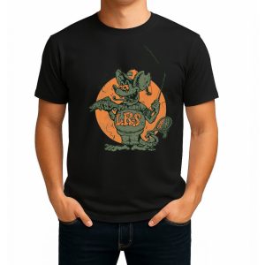 تیشرت نخی سفید و مشکی طرح Angler Rat