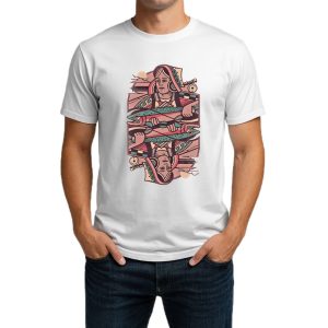 تیشرت نخی سفید و مشکی طرح Queen of Rainbow