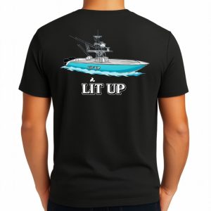 تیشرت نخی سفید و مشکی طرح LIT UP (چاپ کمری)