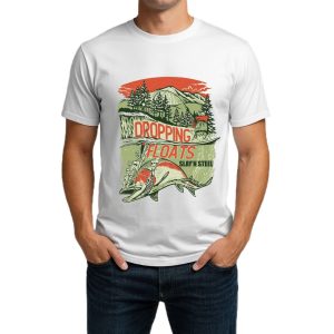 تیشرت نخی سفید و مشکی طرح Dropping Floats