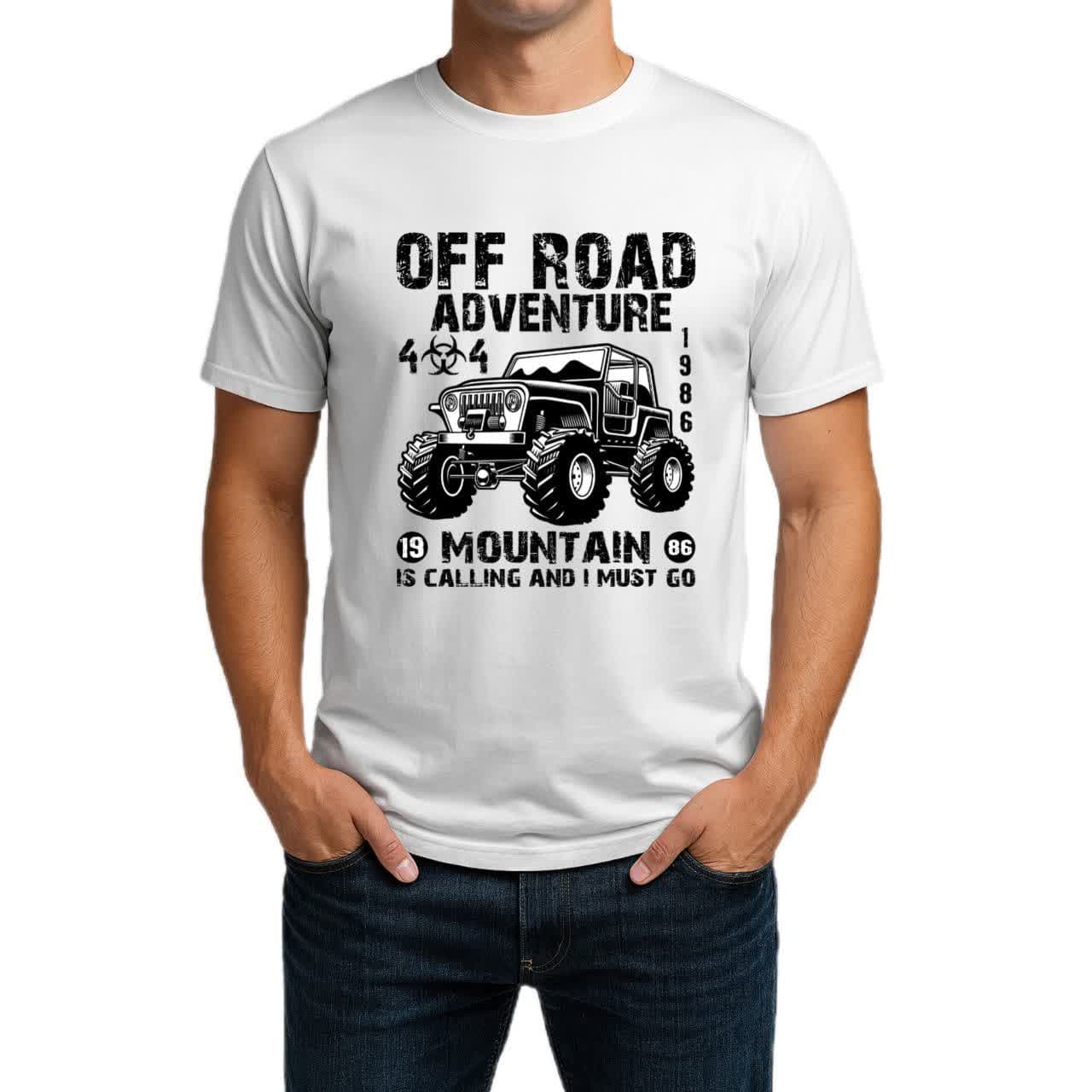 تیشرت نخی مشکی آفرود طرح Off Road Adventure