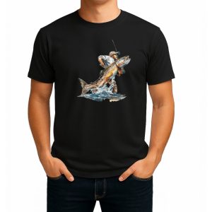 تیشرت نخی سفید و مشکی طرح Run & Joy