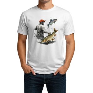 تیشرت نخی سفید و مشکی طرح Rainbow & Brown Jump