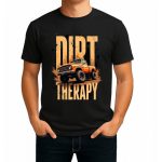 تیشرت نخی سفید و مشکی آفرود طرح Dirt Therapy