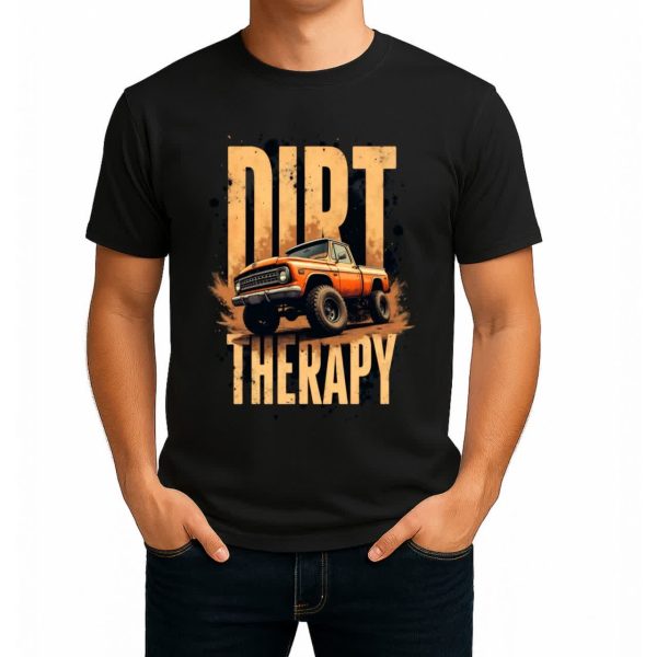 تیشرت نخی سفید و مشکی آفرود طرح Dirt Therapy