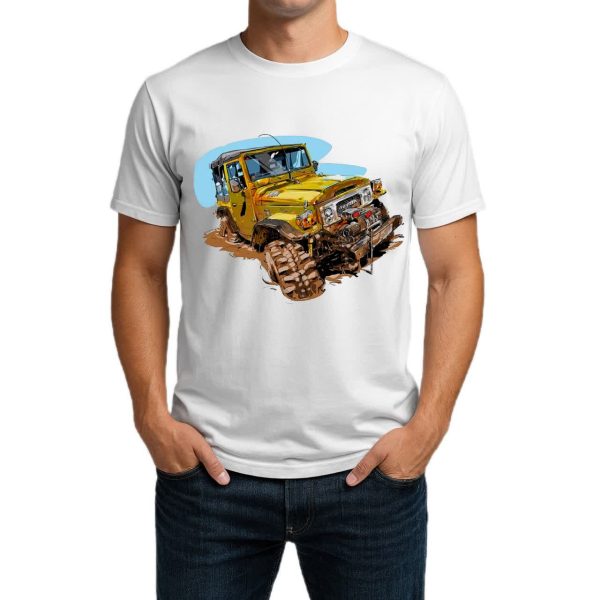 تیشرت نخی سفید و مشکی آفرود طرح Mud Hustle