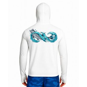 تیشرت ماهیگیری آستین بلند با کلاه و اسکارف سرخود مدل Bluewave Predator