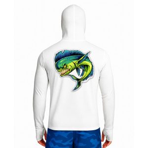 تیشرت ماهیگیری آستین بلند با کلاه و اسکارف سرخود مدل Mahi Fury