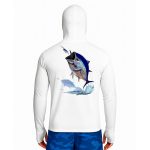 تیشرت ماهیگیری آستین بلند با کلاه و اسکارف سرخود مدل Bluefin Blaze