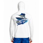 تیشرت ماهیگیری آستین بلند با کلاه و اسکارف سرخود مدل Saltwater Duel