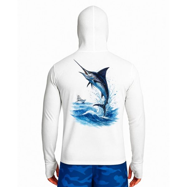 تیشرت ماهیگیری آستین بلند با کلاه و اسکارف سرخود مدل Black Marlin