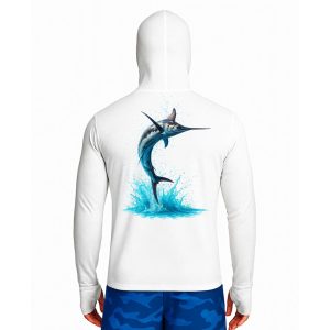 تیشرت ماهیگیری آستین بلند با کلاه و اسکارف سرخود مدل Marlin Rise