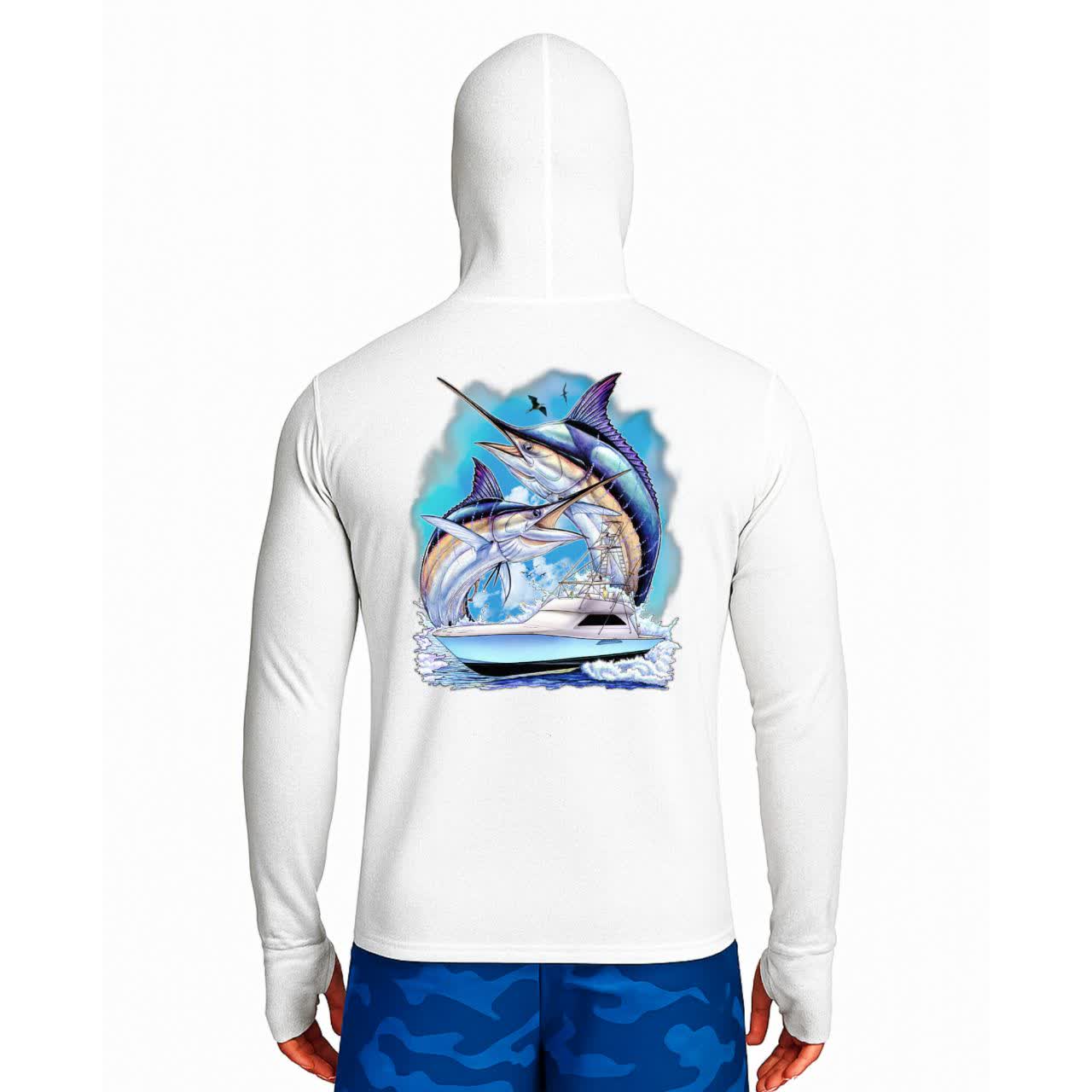 تیشرت ماهیگیری آستین بلند با کلاه و اسکارف سرخود مدل Pelagic Fury