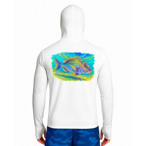 تیشرت ماهیگیری آستین بلند با کلاه و اسکارف سرخود مدل Tropic Blaze