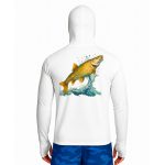 تیشرت ماهیگیری آستین بلند با کلاه و اسکارف سرخود مدل Mangar fish