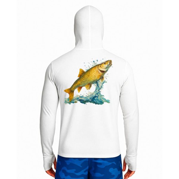 تیشرت ماهیگیری آستین بلند با کلاه و اسکارف سرخود مدل Mangar fish