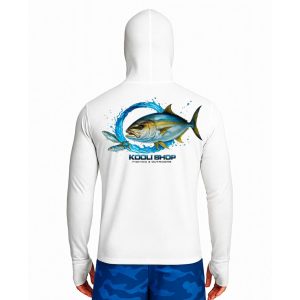 تیشرت ماهیگیری آستین بلند با کلاه و اسکارف سرخود مدل Amberjack