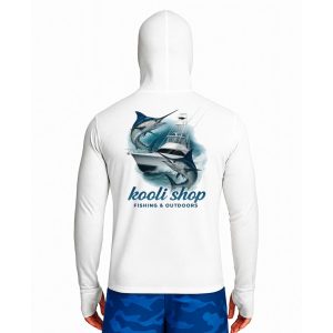 تیشرت ماهیگیری آستین بلند با کلاه و اسکارف سرخود مدل Kooli Marlin