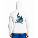 تیشرت ماهیگیری آستین بلند با کلاه و اسکارف سرخود مدل Mad Barracuda