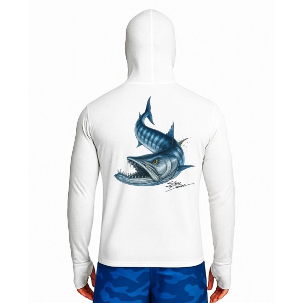 تیشرت ماهیگیری آستین بلند با کلاه و اسکارف سرخود مدل Mad Barracuda