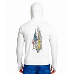 تیشرت ماهیگیری آستین بلند با کلاه و اسکارف سرخود مدل Hanging Lures