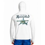 تیشرت ماهیگیری آستین بلند با کلاه و اسکارف سرخود مدل Hammerhead shark