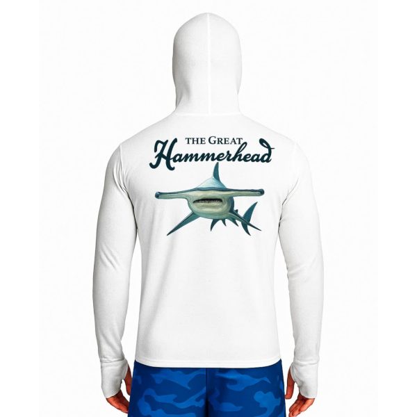 تیشرت ماهیگیری آستین بلند با کلاه و اسکارف سرخود مدل Hammerhead shark